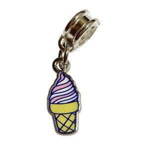 Disney Snacks Ice Cream Cone European Bead Slider Charm Enamel Signed Stitch